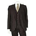 Dolce & Gabbana Brown One Button Wool Stripe Suit