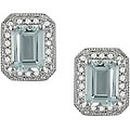 10k White Gold Aquamarine 1/5ct Diamond Earrings