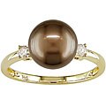 Brown Cultured Tahitian Pearl 1/10ct Diamond Ring