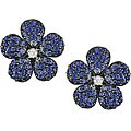 14k White Gold Sapphire Flower Earrings