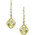10k Gold Diamond Lemon Quartz Earrings