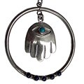 Lapis and Turquoise Chamsa Hoop Necklace (Israel)