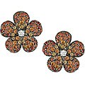 14k White Gold Yellow & Orange Sapphire Earrings