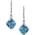 10k White Gold Diamond Blue Topaz Earrings