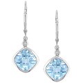 10k White Gold Diamond Blue Topaz Earrings