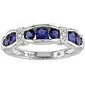 14k White Gold Diamond Sapphire Ring