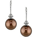 Cultured Tahitian Pearl and 1/4ct Diamond Earrings (10-11mm)
