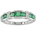14k White Gold Diamond Emerald Ring