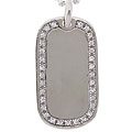Sterling Silver and CZ Framed Dog Tag Necklace
