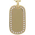 14k Gold Sterling Silver and CZ Dog Tag Necklace