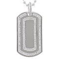 Sterling Silver CZ Double-framed Dog Tag Necklace