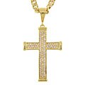 14k Gold Overlay Cross with CZ Hip Hop Necklace