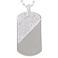 Sterling Silver CZ Pave Design Dog Tag Necklace