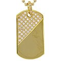 14k Gold Sterling Silver and CZ Dog Tag Necklace