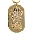 14k Goldplated CZ 'His Hands in Prayer' Dog Tag