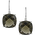 14k White Gold Square Smokey Quartz Hook Earrings