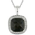 14k White Gold Square Smokey Quartz Necklace