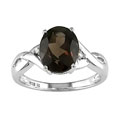 14k White Gold Oval Smokey Quartz Ring