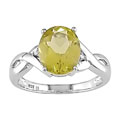 14k White Gold Oval Lemon Quartz Ring