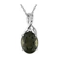 14k White Gold Oval Smokey Quartz Necklace