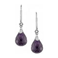 14k White Gold Amethyst Diamond Drop Earrings