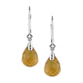 14k White Gold Citrine and Diamond Drop Earrings