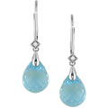 14k White Gold Blue Topaz Dangle Earrings