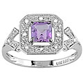 14k White Gold Square Amethyst Diamond Ring
