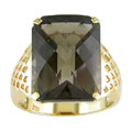 10k Yellow Gold Octagon Smokey Quartz Ring