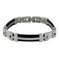Titanium Linked Bracelet with Black Wire