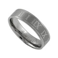 Titanium Comfort Band Ring with Roman Numeral Designs