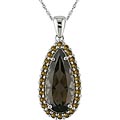 14k White Gold Smoky Quartz Citrine Necklace