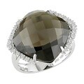 14k White Gold Square Smoky Quartz Ring