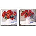 Red Geraniums and Tulips by B Oliver Canvas 2-piece Set