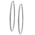 14k White Gold Diamond-cut Square Hoop Earrings
