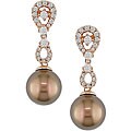 Cultured Tahitian Pearl 1/2ct Diamond Earrings (9-10mm)