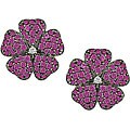 14k White Gold Diamond Pink Sapphire Earrings