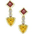 10k Yellow Gold Garnet Citrine Earrings