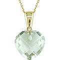 14k Yellow Gold Green Amethyst Heart Necklace