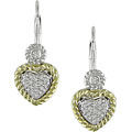 14k Two-tone Gold 1/6ct TDW Diamond Heart Earrings
