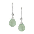 14k White Gold Green Amethyst Briolette Earrings