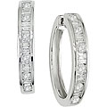 14k White Gold 1ct TDW Diamond Hoop Earrings
