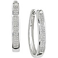 14k White Gold 3/4ct Princess Diamond Hoop Earrings ( H-I, I1-I2 )