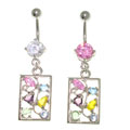 Navel Bar with Framed Gems