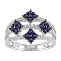 14k White Gold Blue Sapphire 1/6ct TDW Diamond Ring
