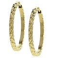 14k Gold Diamond-cut Square Hoop Earrings