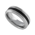 Tungsten Comfort Band Ring with Single Ceramic Inlay