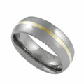 Tungsten Comfort Band Ring with 14k Yellow Gold Inlay