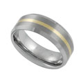 Dual-finish Tungsten Comfort Band Ring with 14k Gold Inlay