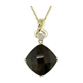 14k Gold Checkerboard Smokey Quartz Necklace